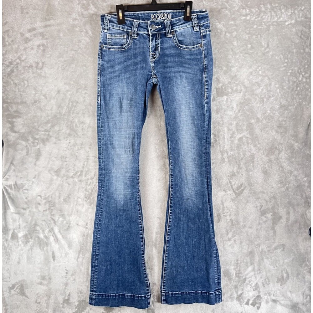 Rock & Roll Cowgirl Women’s Bootcut Flare Jeans Medium Wash Stretch Western Deni